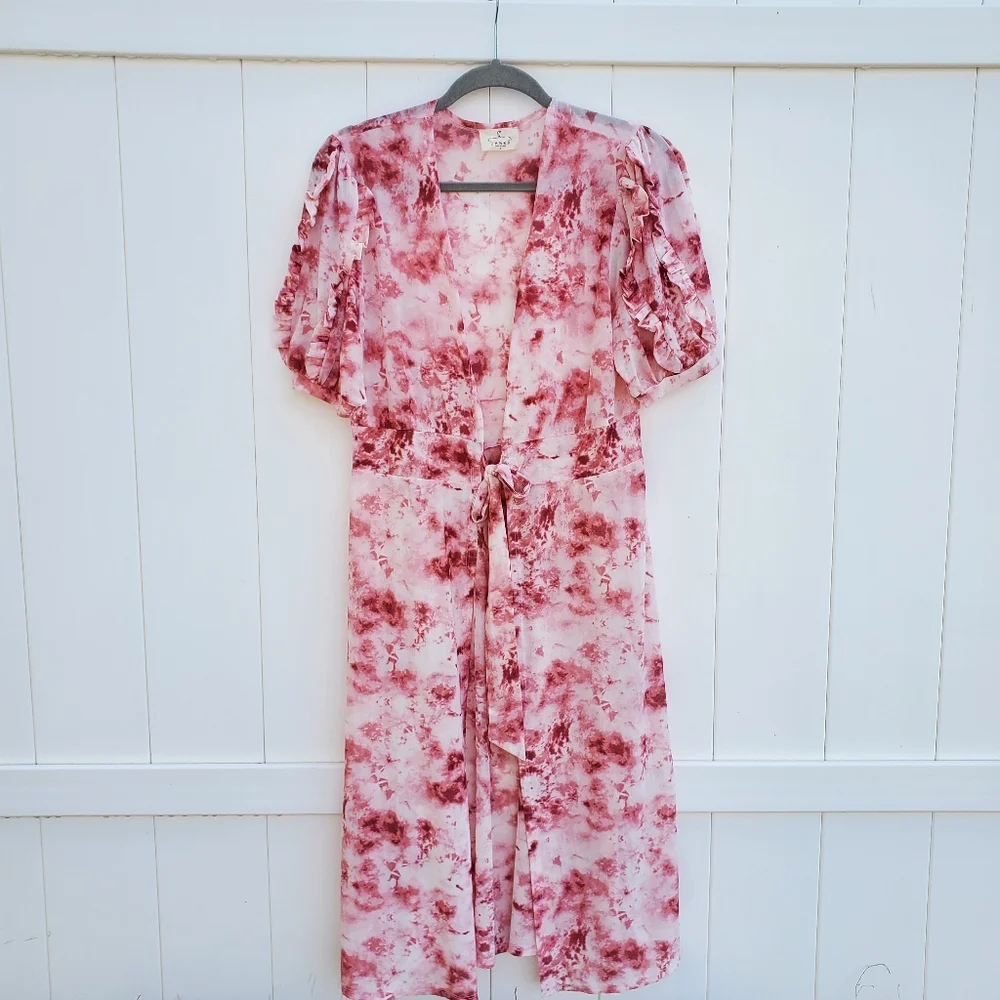 Ember tie dye Short Sleeve Tie Front Duster - Picture 1 of 6